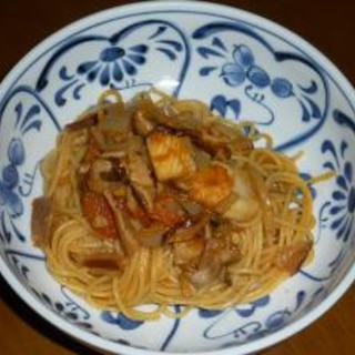 干し椎茸とトマトのスパゲティ